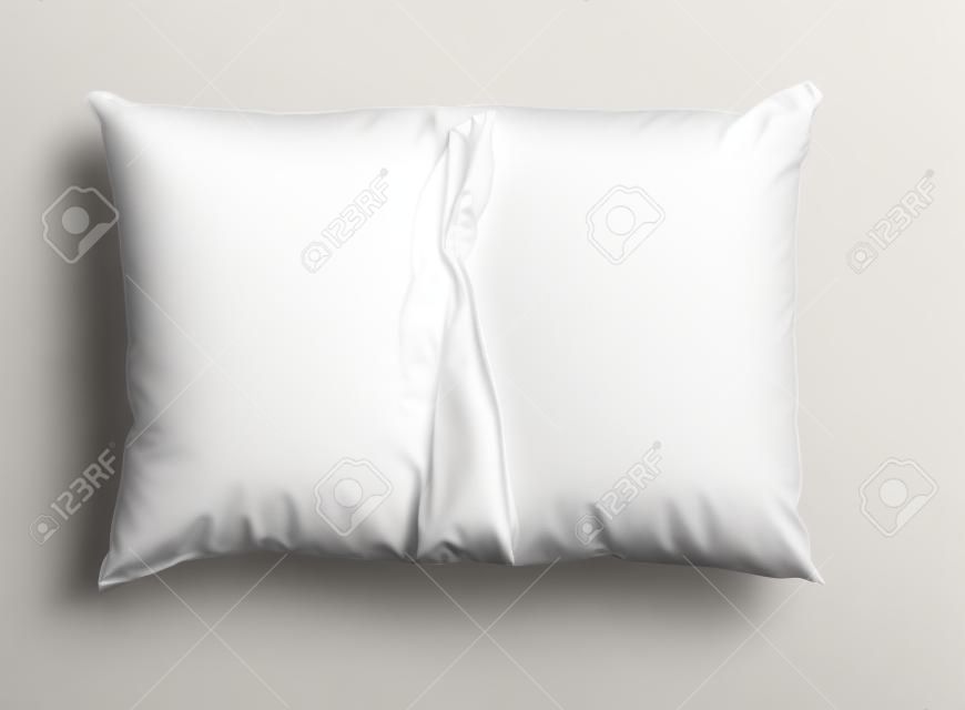 Gros plan sur un oreiller blanc sur fond blanc
