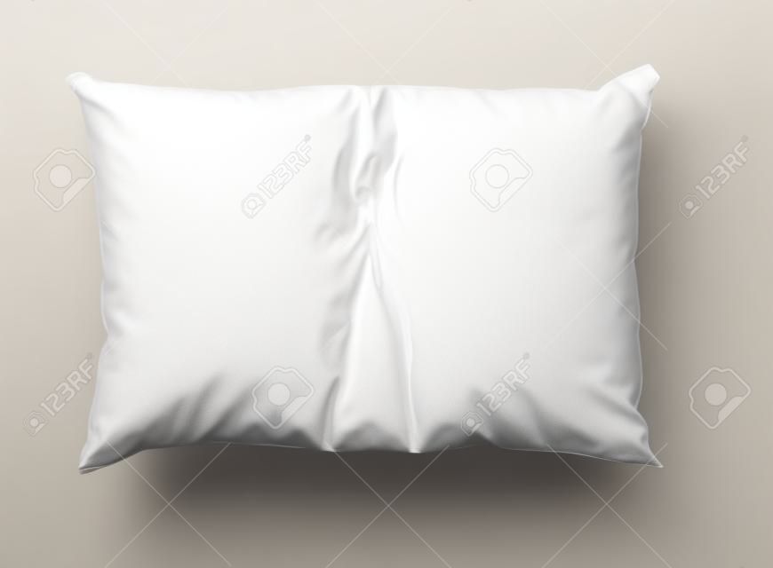 Cerca de una almohada blanca sobre fondo blanco