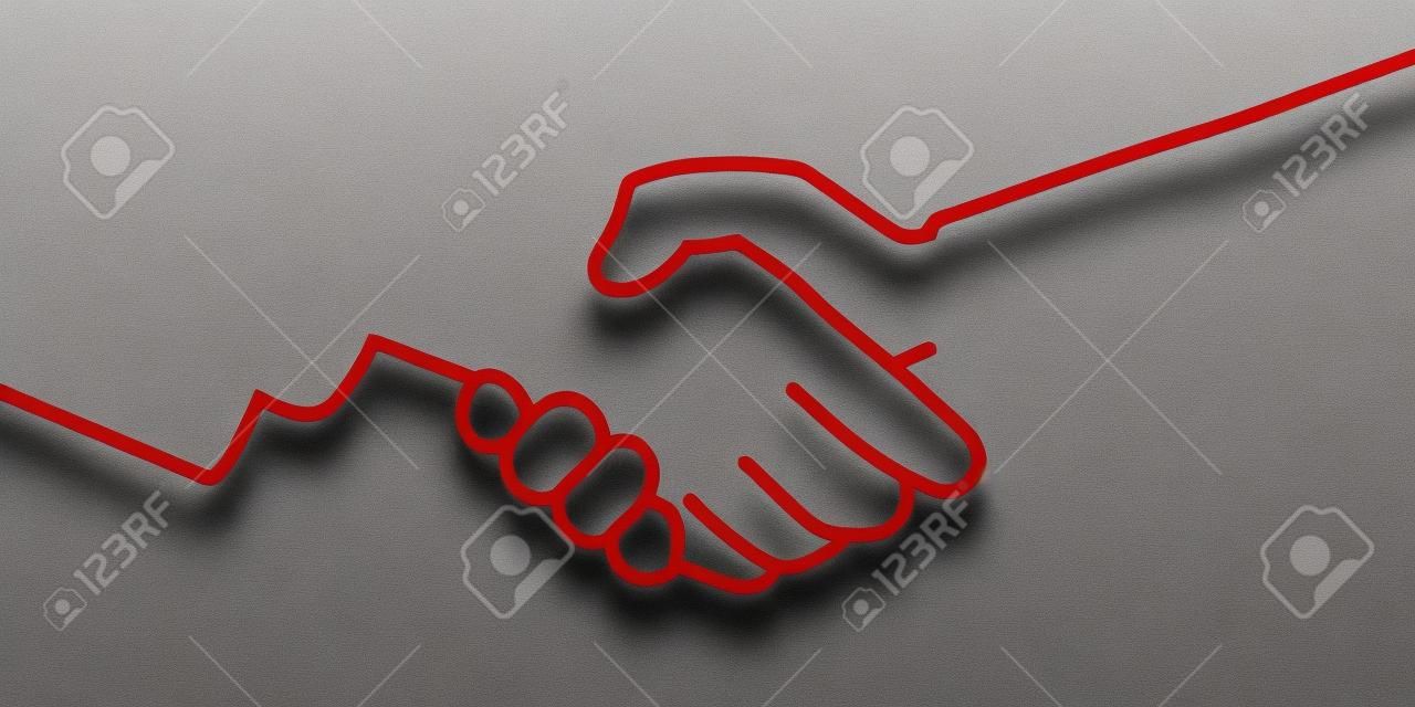 Concept of solidarity and mutual aid with the drawing of a handshake, symbol of brotherhood.