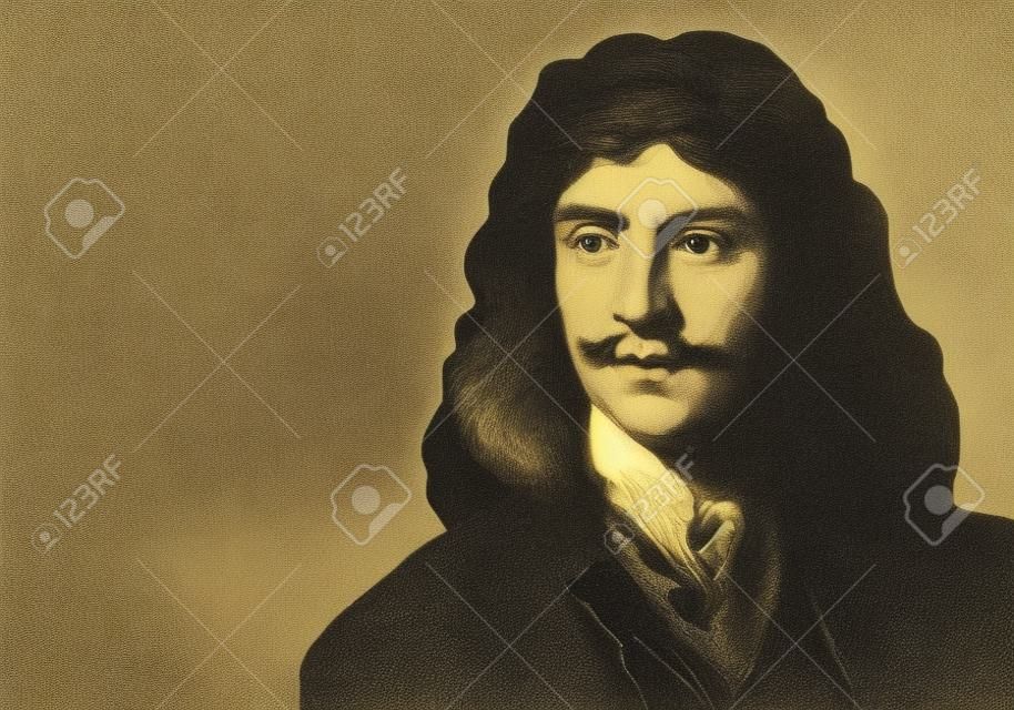 Retrato desenhado de Moli re, o famoso escritor, ator e dramaturgo francês.