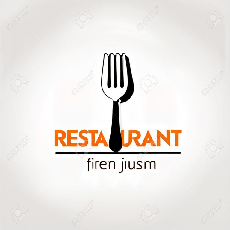 Restaurant logo with spoon and fork on dish.