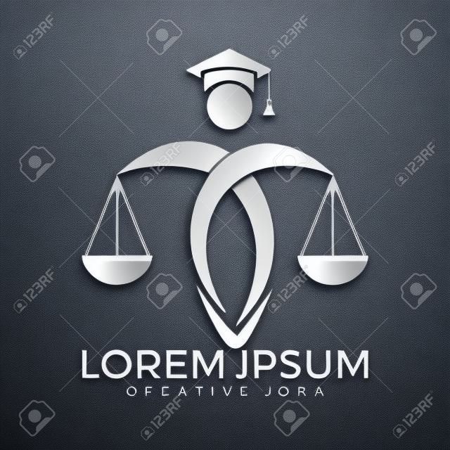 Uomo che tiene il logo della bilancia della giustizia. Legge e avvocato Logo Design.