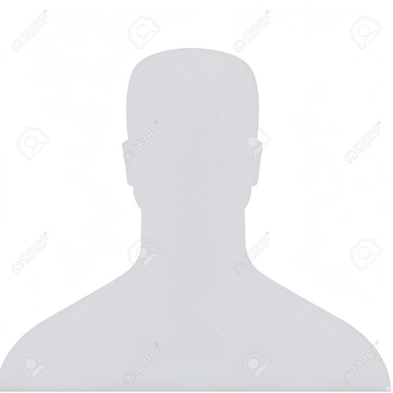 男性既定プレース ホルダー アバター プロフィールあなたのデザインの白い背景の上分離された灰色の画像。ベクトル図