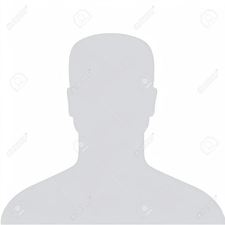 Férfi Alapértelmezett helyőrző Avatar Profil szürke kép elszigetelt fehér háttér a design. Vektoros illusztráció