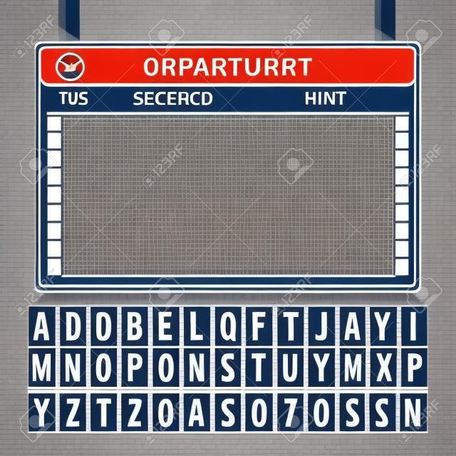 空港ボード ベクトル。機械の時刻表情報のアルファベット。Aalog フォント