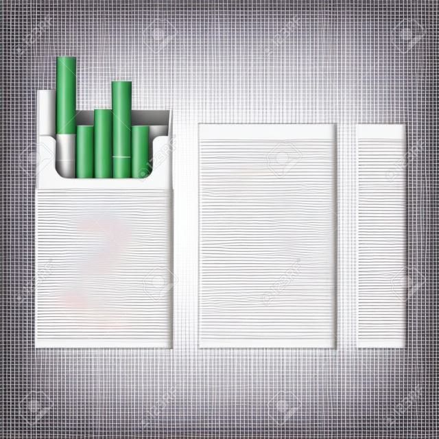 Paquet de paquet blanc Boîte de cigarettes Modèle de carton de vecteur 3D pour la conception. Illustration isolée