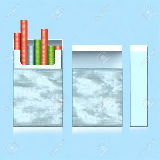 Blank Pack Package Box Of Cigarettes 3D Vector Carton Template For Design. Isolated Illustration