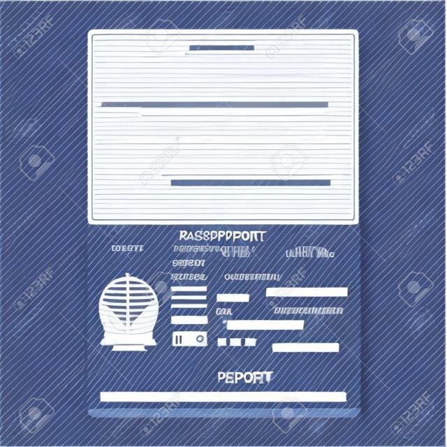 International Passport Vector. Opened Passport Page Blank Template. Identification Document. Business, Tourism Concept.