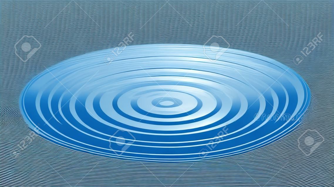 Ondulation de la surface de l'eau à partir du vecteur de vue latérale. Mouvement d'ondes d'eau capillaire par gravité produit par une gouttelette. Texture ronde de boisson ou de boisson, illustration réaliste de maquette d'inertie fluide
