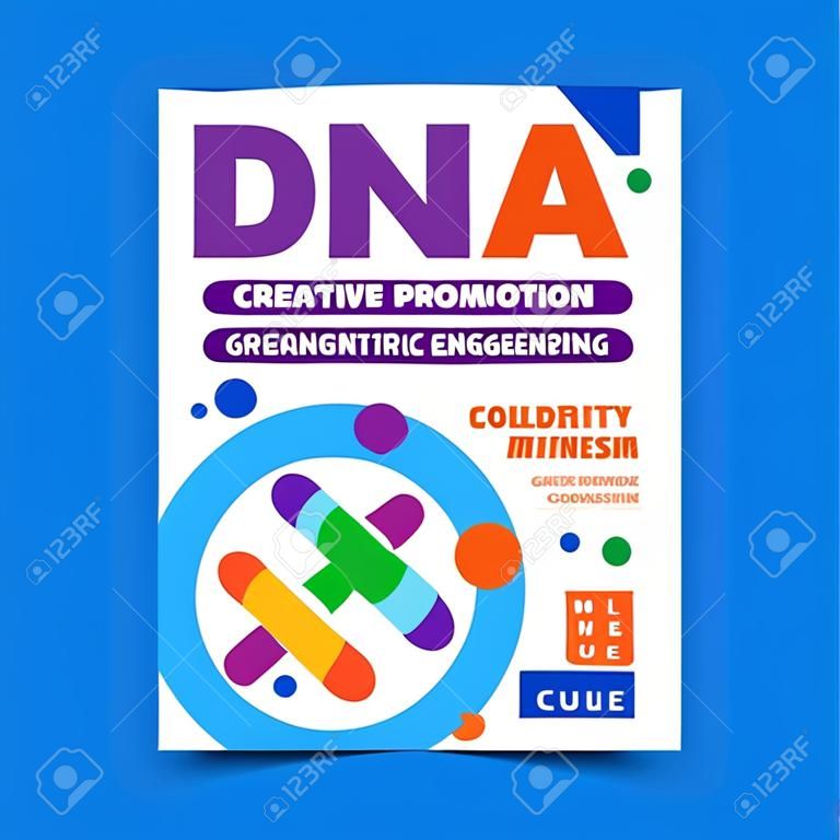 Dna Mutation Creative Promotion Poster Vector. Dna Genetic Engineering, Genetically Modified Organism Molecule In Laboratory Glassware Advertising Banner. Concept Template Style Color Illustration
