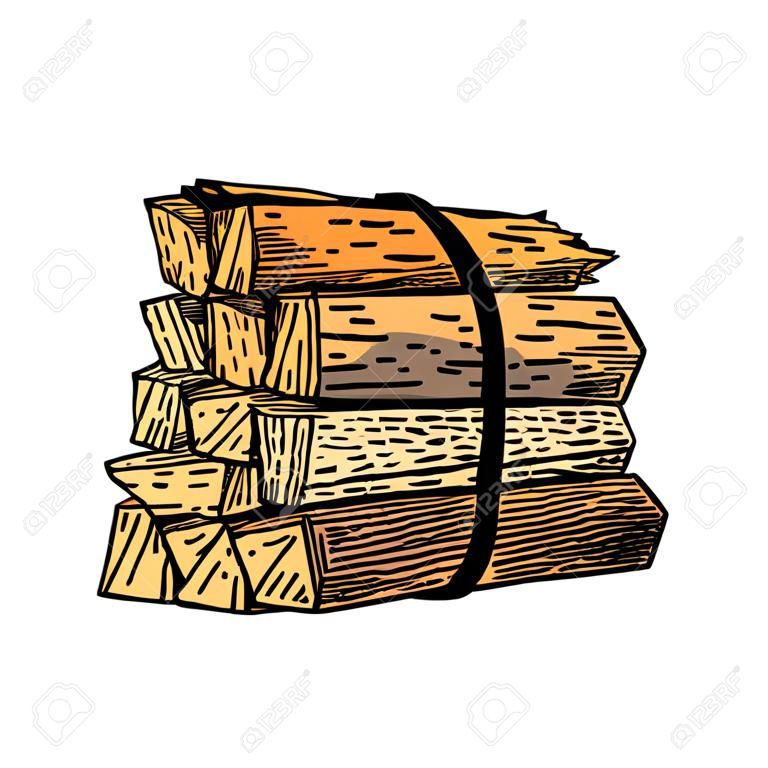 firewood pile hand drawn vector. wood fire, fireplace log, tree energy, timber stack, wooden material, fuel trunk firewood pile sketch. isolated color illustration