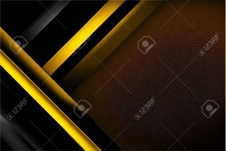 金色の線効果を持つ高級な黒の重なりレイヤーの背景。テクスチャーのある暗い背景にリアルなハーフトーンドット