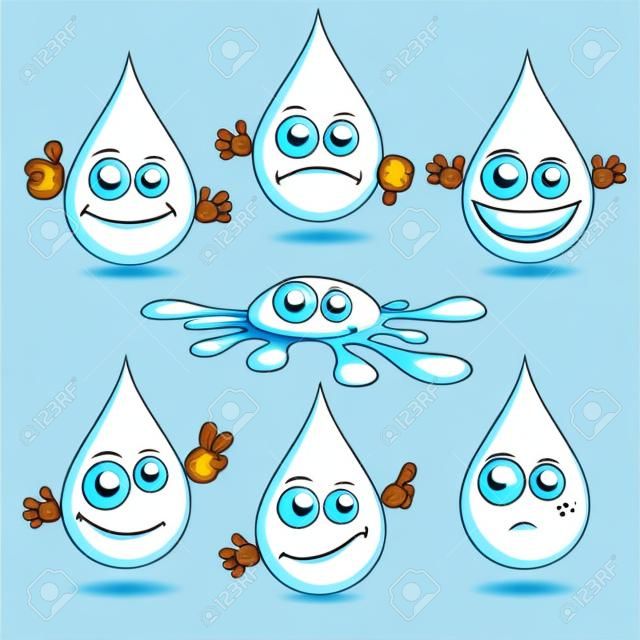 Zabawna kropli wody Cartoon - ilustracji wektorowych