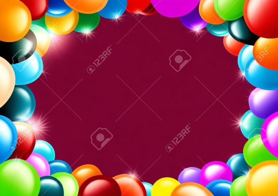 Festive horizontal vector background with colorful balloon frame for your birthday greeting text