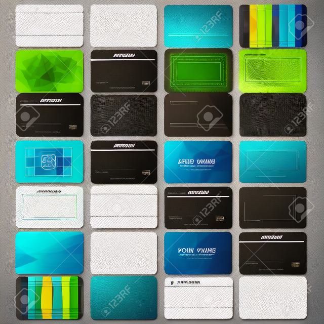 Vários modelos de vetores texturizados em branco de cartão de visita ou cartão de crédito para o design e o texto da sua empresa