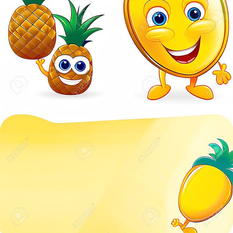 Ananas con vettore Mango Fumetto Illustrazione
