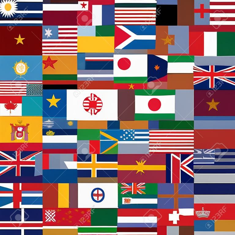 Achtergrond gemaakt van wereldvlaggen. Vector sjabloon