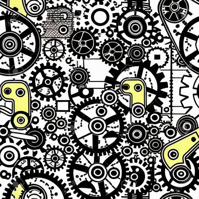Gears and Cogwheels Background. Vector Seamless Pattern