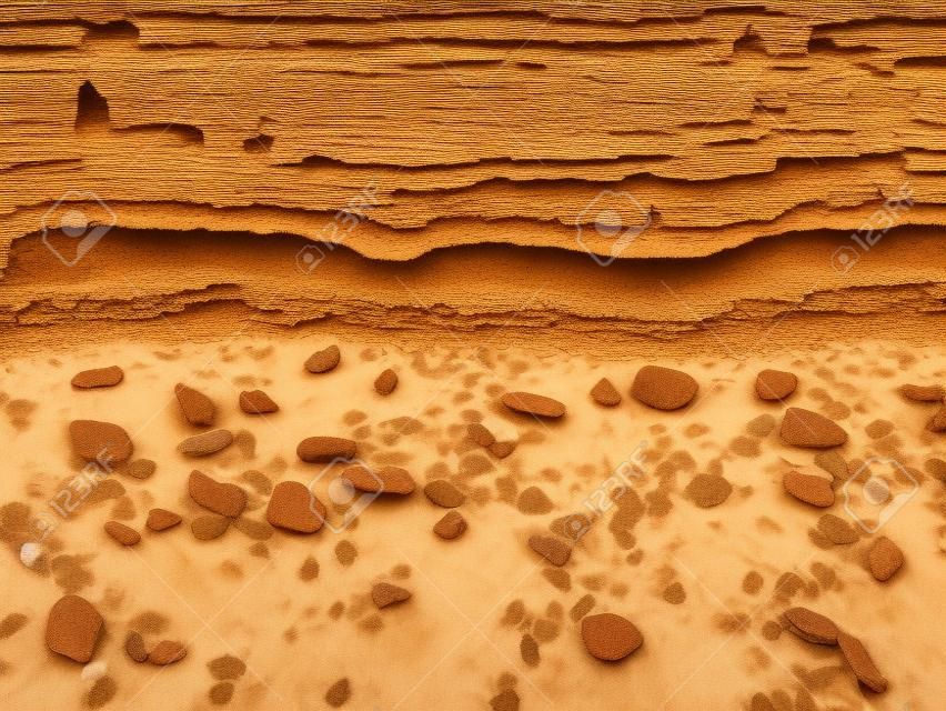 Banded modello texture di sfondo di sedimenti depositati in strati geologici costituiti da sabbia, limo e ghiaia