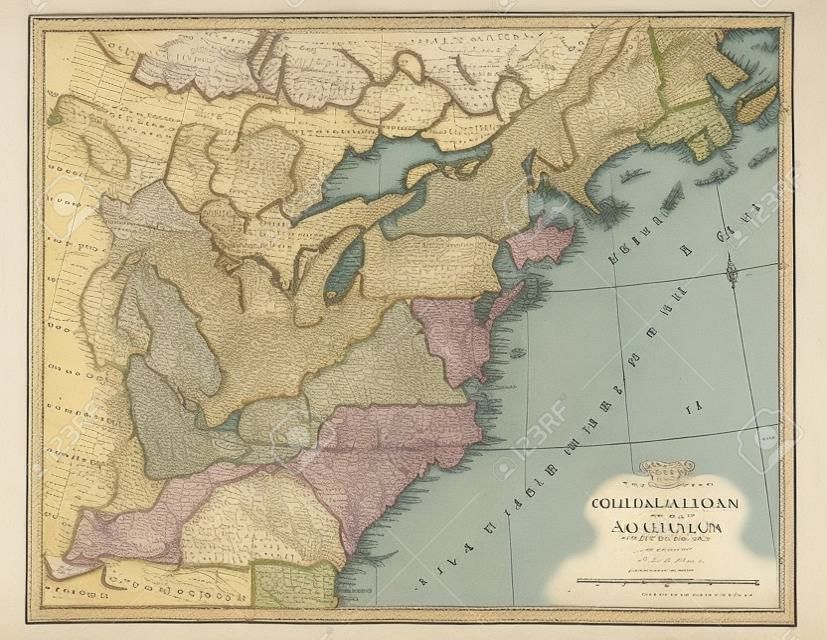 Early map of Colonial America, printed in England in 1795.