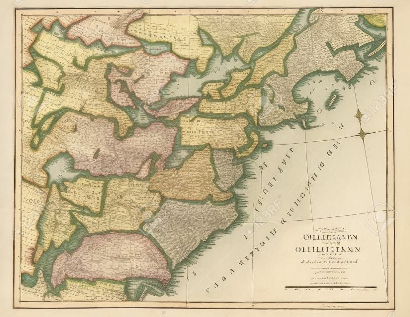 Early map of Colonial America, printed in England in 1795.