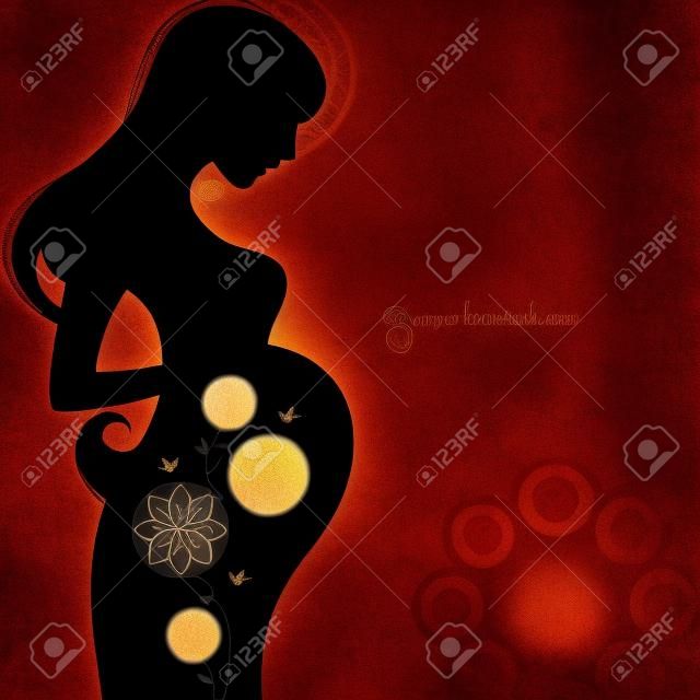 Contexte avec la silhouette de la femme enceinte