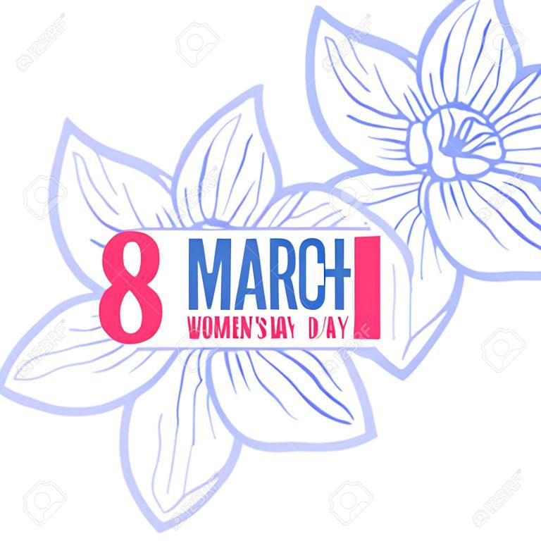 8 mars. Carte de voeux pour le jour de la femme, modèle vector