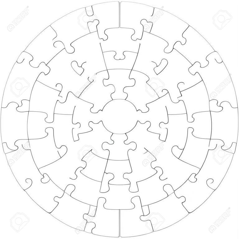 Een volledige vectorvorm van een ronde legpuzzel geplaatst tegen een effen witte achtergrond