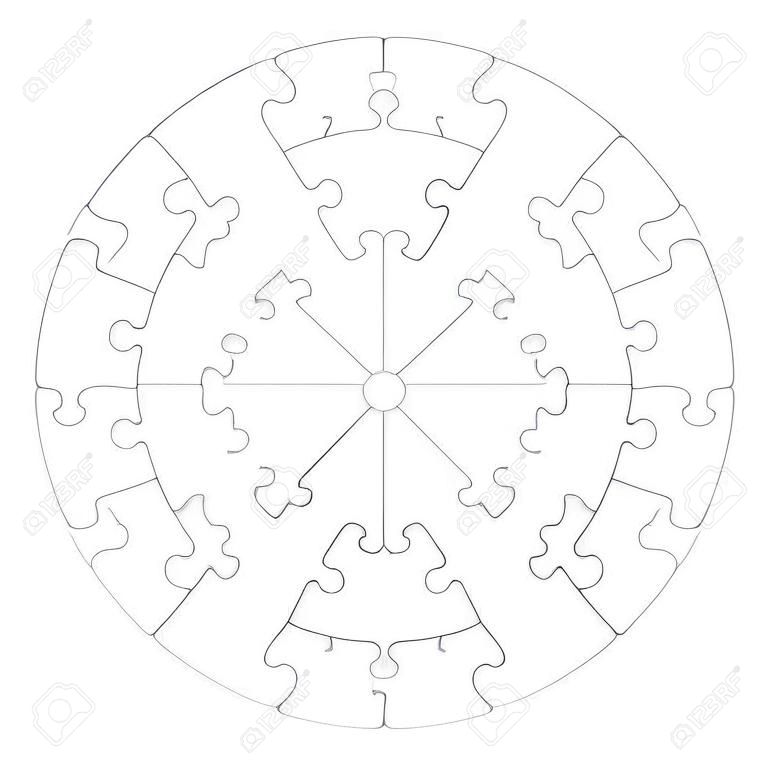 A full vector shape of a circular jigsaw puzzle positioned against a solid white background