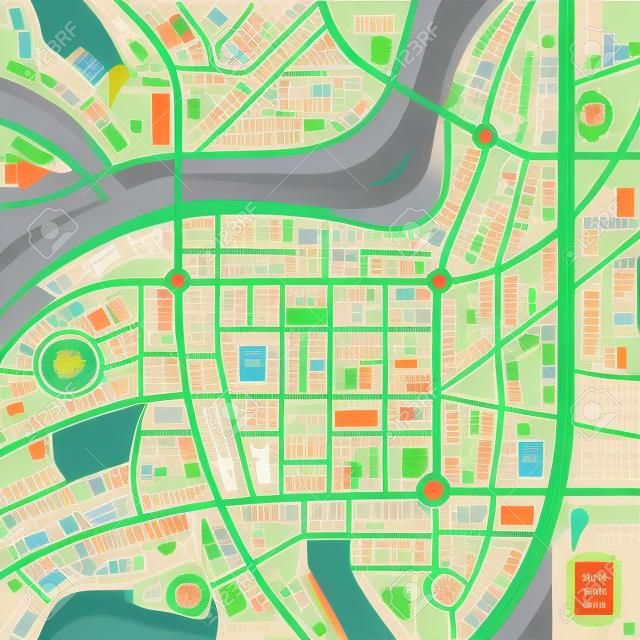 Un mapa de la ciudad genérica de una ciudad imaginaria.
