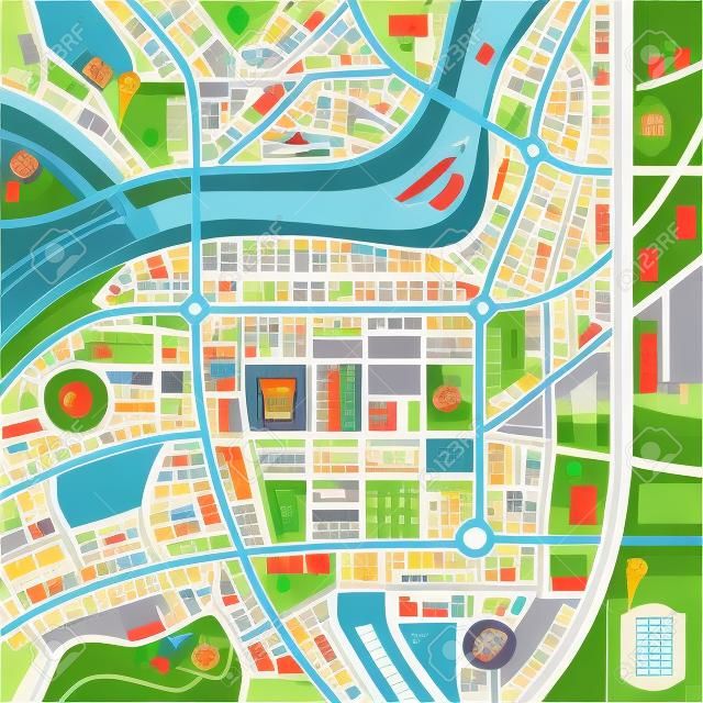 Un mapa de la ciudad genérica de una ciudad imaginaria.