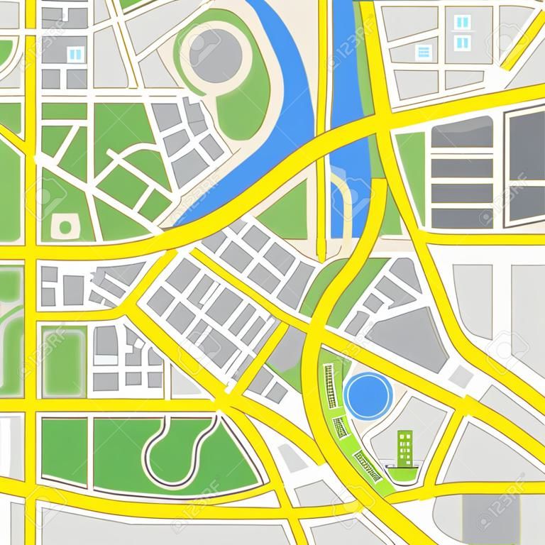 Eine generische Stadtplan von einer imaginären Stadt.