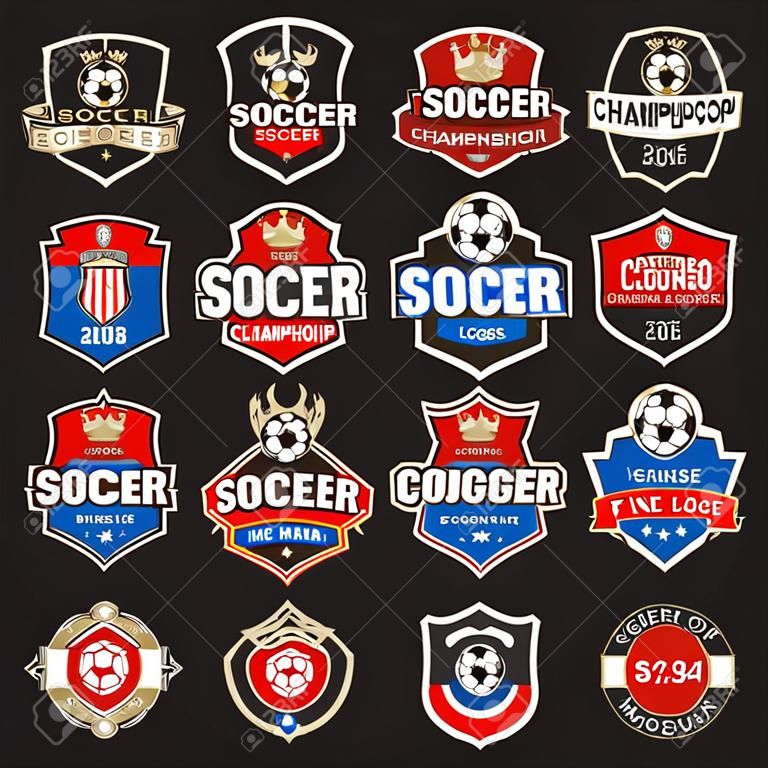 Coleção de logotipos genéricos da equipe de futebol ou futebol de logotipos do campeonato