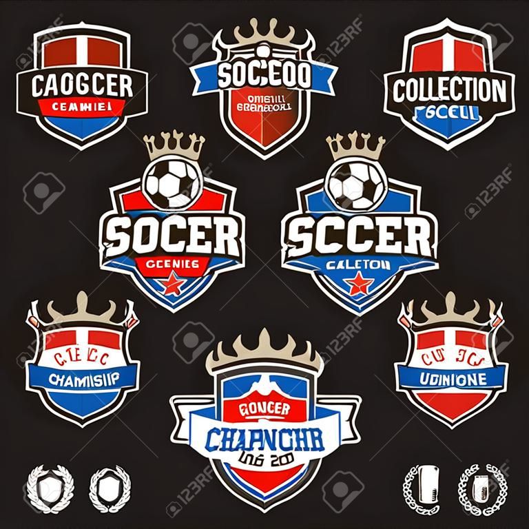 Gyűjtemény általános labdarúgó vagy foci csapat emblémák bajnokság logók