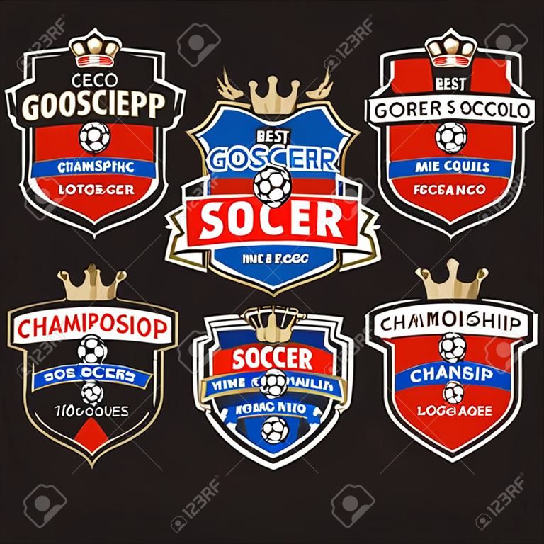 Zbiór ogólnych logo drużyny piłki nożnej lub piłki nożnej z logo mistrzostw