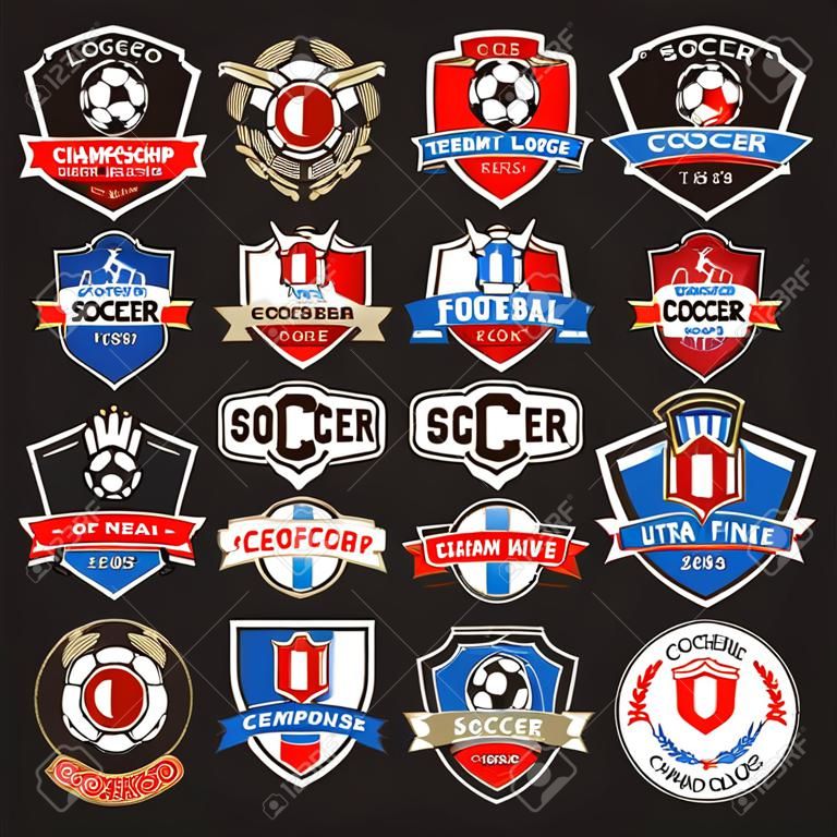 冠军徽标的通用足球或足球队徽标的集合