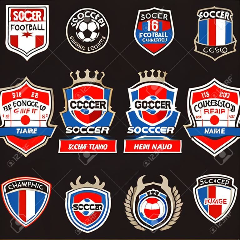 Zbiór ogólnych logo drużyny piłki nożnej lub piłki nożnej z logo mistrzostw