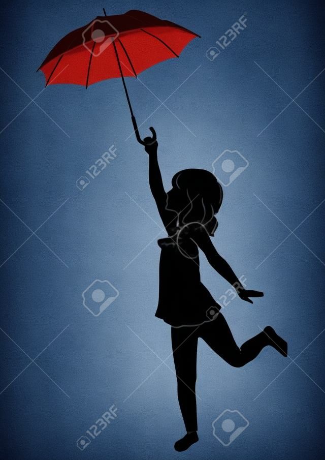 Sziluettje kislány esernyő