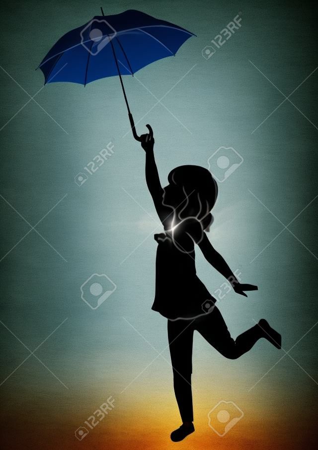 Sziluettje kislány esernyő