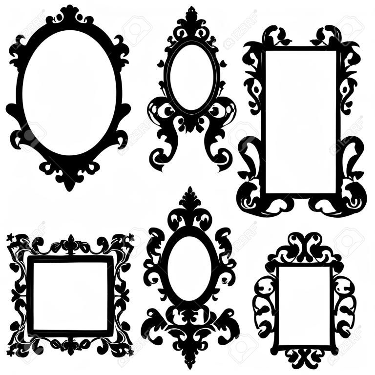 Vector conjunto de siluetas marco barroco
