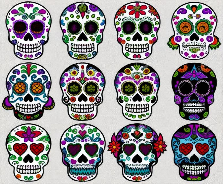 Vector Set of Day of the Dead or Sugar Skulls