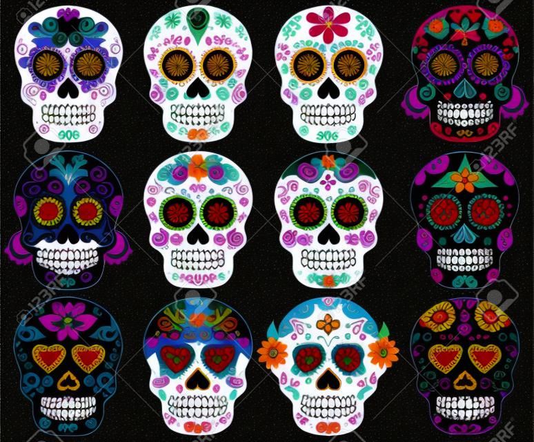 Vector Set of Day of the Dead or Sugar Skulls