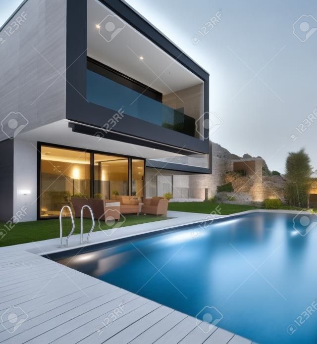 Modernes Haus mit Pool im Außenbereich