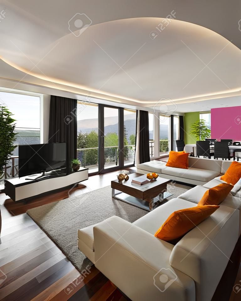 Interior, beautiful living room of a luxury apartment