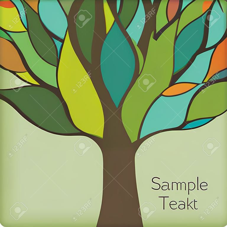 美しいカラフルなツリーとベクトル カード デザイン