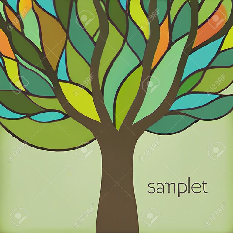 美しいカラフルなツリーとベクトル カード デザイン