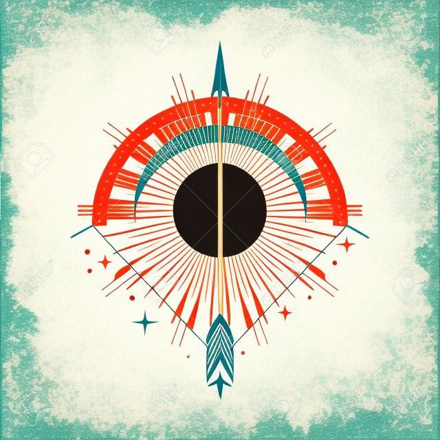 Bow and arrow. Vector illustration in boho style