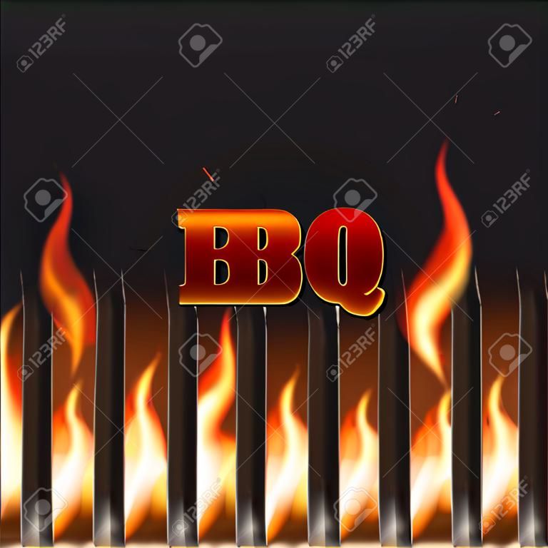 Illustartion of bbq red fire grille 