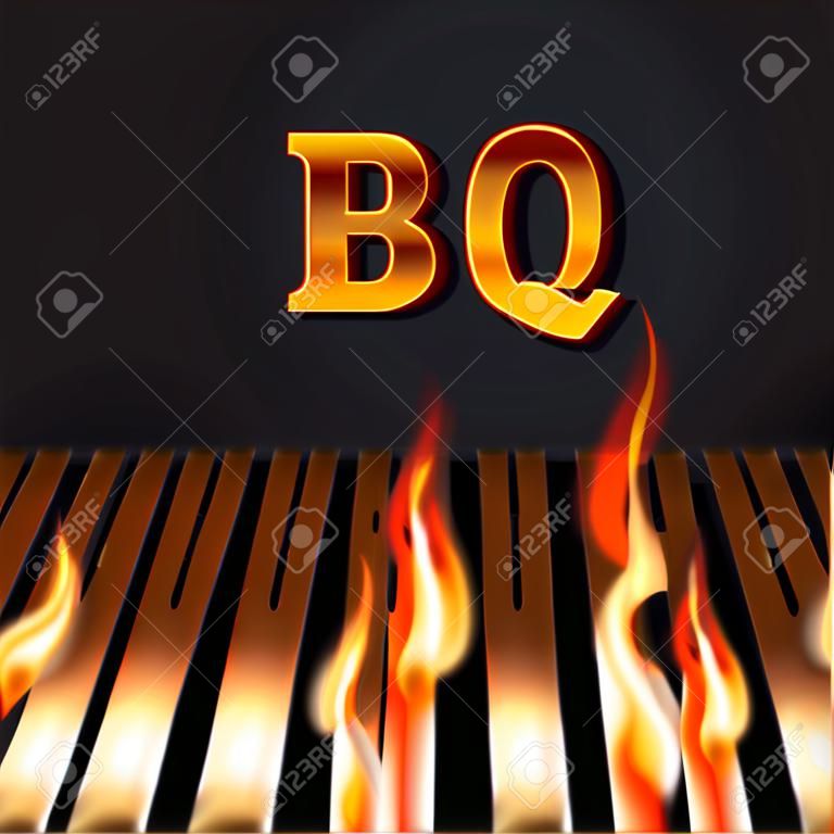 Illustartion of bbq red fire grille 