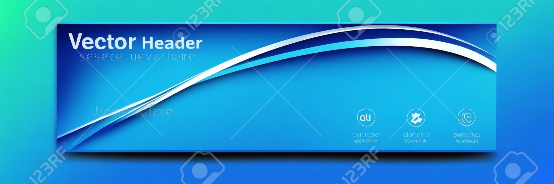 Abstract Blue Curve Header Design Background Vector Image